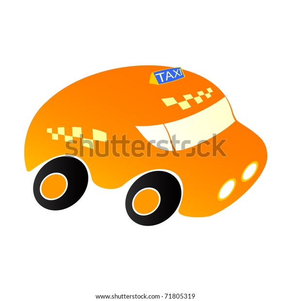Taxi car on a white\
background.Car artificial orange colour.EPS version is available as\
ID 69111925.