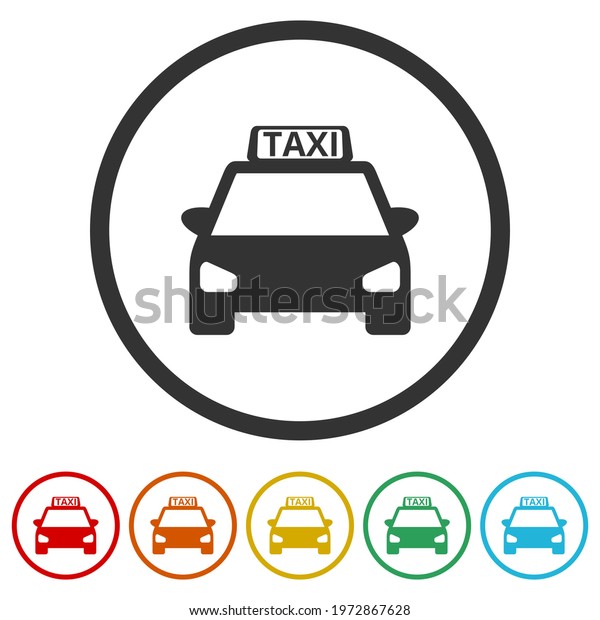 Taxi car ring icon color\
set