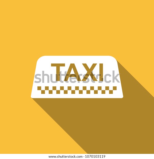 Taxi car roof sign icon isolated with long shadow.\
Flat design