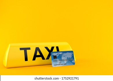 Taxi light with credit card isolated on orange background. 3d illustration