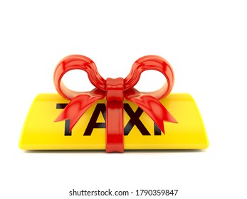 Taxi light with red ribbon isolated on white background. 3d illustration