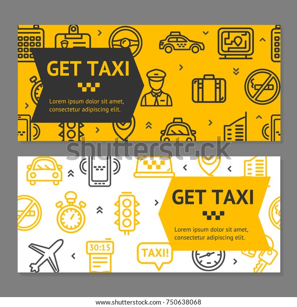 Taxi Line Service\
Flyer Banner Posters Card Horizontal Set Symbol of Urban\
Transportation. \
illustration