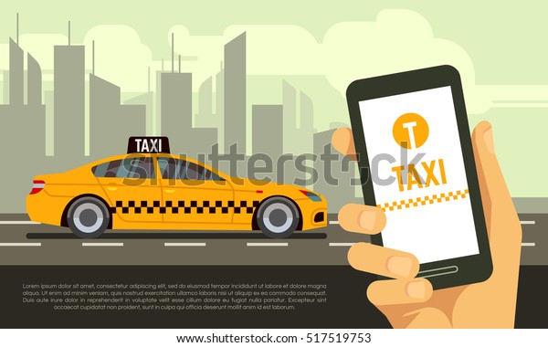 Taxi mobile app\
service concept\
illustration