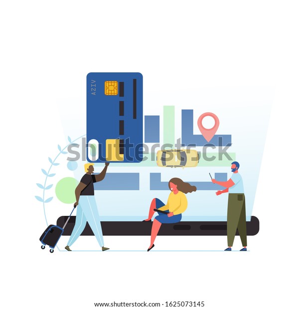 Taxi online, flat style design illustration. City
map with location pin and yellow taxicab, people with bank card,
smartphone. Mobile app for booking taxi, online payment concept for
web banner