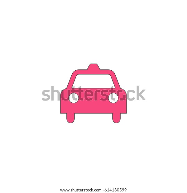 Taxi. Pink symbol with black contour line.\
Flat icon\
illustration