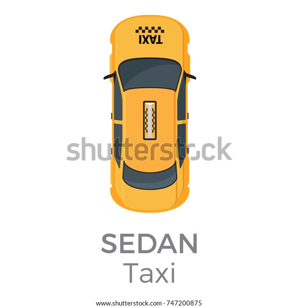 Taxi\
sedan top view icon. Modern yellow cab with light box on roof flat \
isolated on white background. City public carrier illustration for\
urban transport concepts and infographics\
design