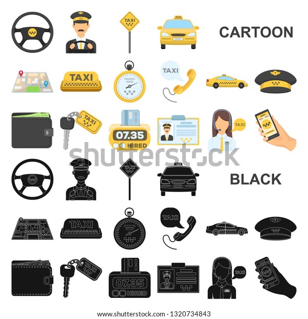 Taxi
service cartoon icons in set collection for design. Taxi driver and
transport bitmap symbol stock web
illustration.