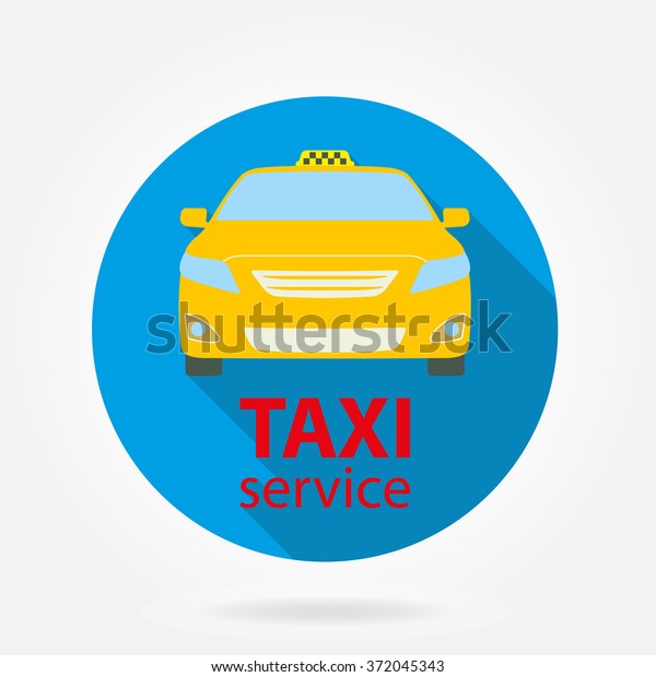 Taxi service flat icon on white background. Taxi\
car or vehicle.