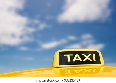 taxi sign on blue sky background illustration