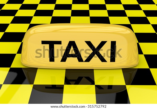 taxi sign on yellow and black chessboard\
background\
illustration