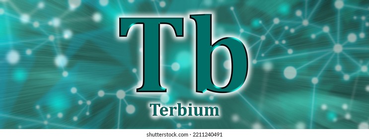 Tb Symbol. Terbium Chemical Element On Green Network Background