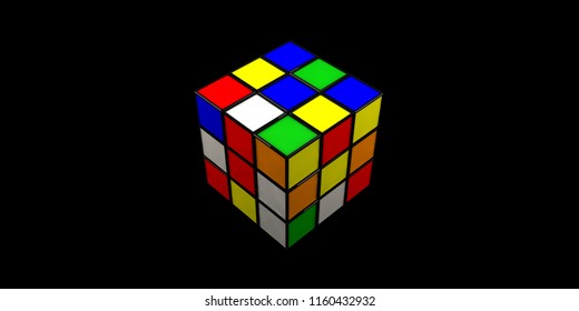 Tbilisi, Georgia, 8/20/2018:  Rubik s Cube  On The Isolated Background - 3D Rendering - Shutterstock ID 1160432932