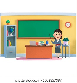 Teacher in classroom, teacher children,women teacher,cartoon,3D design,vector illustration - Powered by Shutterstock