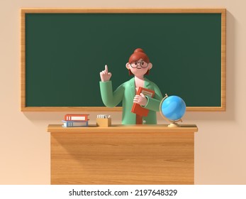 The Teacher Is Teaching In The Classroom. Happy Teachers' Day 3d Illustration.