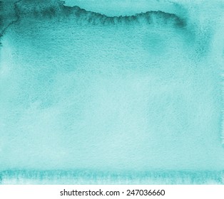 Teal Blue Abstract Watercolor Background Texture Hand Drawn