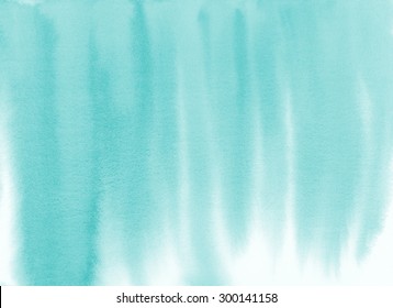 Teal Blue Abstract Watercolor Hand Painted Background