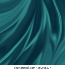 Teal Blue Green Material Background Illustration, Elegant Waves Of Silk Or Satin Fabric Flowing Or Draped In Abstract Design