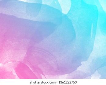 Teal blue to magenta pink gradient pastel watercolor ink wash background