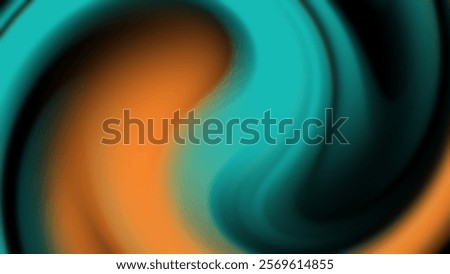 Teal and brown swirling patterns form a yin yang resemblance.