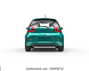 Teal Compact Car - Rear View