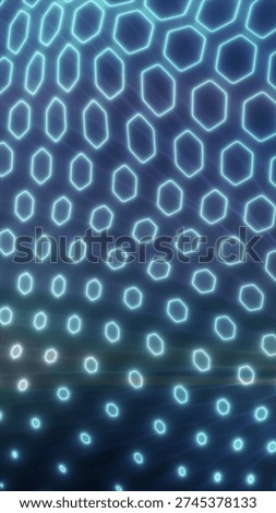 Teal glowing polygon network with nodes and lines, digital connection mesh on dark blue background.