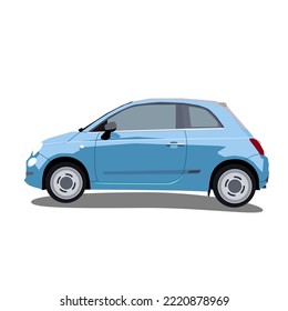 A teal hatchback isolated flat car for various purposes. 