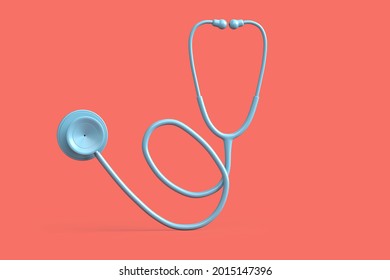 Teal stethoscope on pink background. 3D illustration