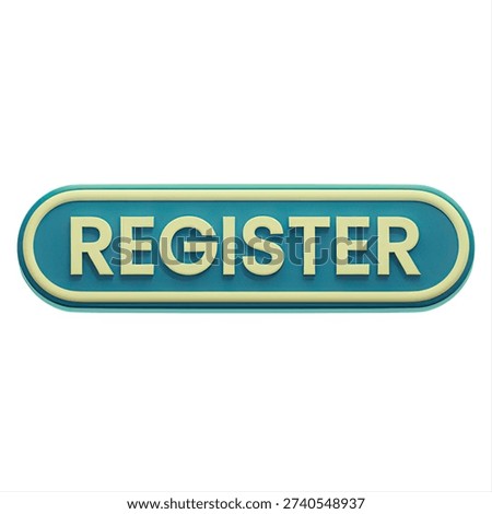 Teal and yellow 3D register button for sign up or login