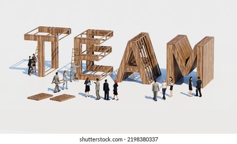 Team Building Concept. Method To Improve Team Cooperation And Motivation. 3D Rendering