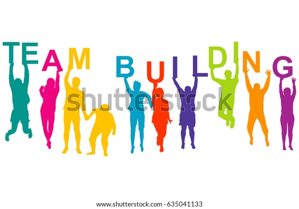 Team Building Concept Silhouette Men Women Stock Illustration