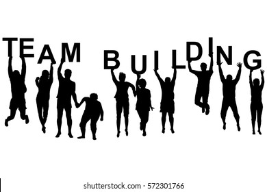 Team Building Concept Silhouettes Women Men Stock Illustration ...