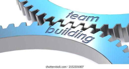 Team Building Word On Gears, 3d Rendering