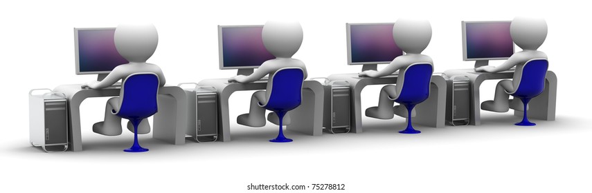 Team of computer experts at workplace. On white background - Powered by Shutterstock