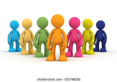 Group Stylized Pink People Green Teamleader Stock Illustration 252679861