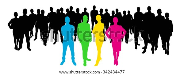 Team Leaders Employees Black White Color Stock Illustration 342434477