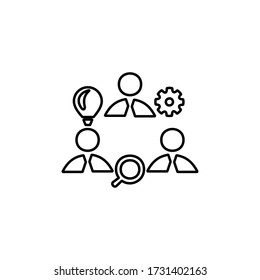 Team Of People With Different Skills. Colloboration Symbol. Team Member Roles Icon. Flat Business Icon.