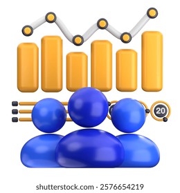 Team Presentation 3D Render, symbolizing teamwork in data-driven decision-making and business intelligence