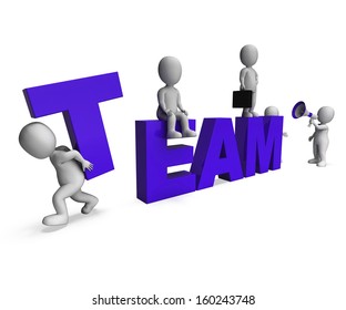 Team Shows 3d Characters Working Together With Synergy