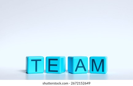team text font cube block square copy space empty blank teamwork success business team blue color cooperation strategy group leadership idea meeting communication solution teamwork partner.3d render