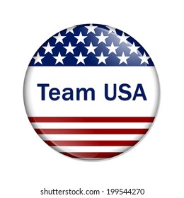 Team USA Button , A White Button Red Stripes And Stars With Words Team USA Isolated On A White Background