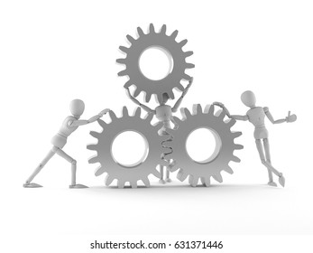 Team work concept isolated on white background. 3d illustration