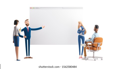 A team of young professionals working on a landing page. 3d illustration.  Cartoon characters. Concept of creative team - Powered by Shutterstock