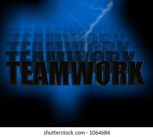 Teamwork 3-D Illustration with Lightning - SEE MORE IN MY GALLERY