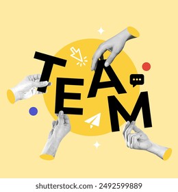 Teamwork, teamwork, assembly, hands, word, team - Powered by Shutterstock