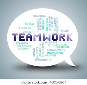 Teamwork Bubble Showing Working Together And Unity