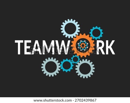 Teamwork Concept with Interlocking Cogwheels, Teamwork Concept with Gear
