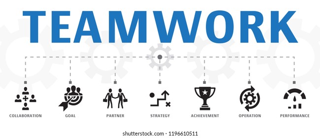 Teamwork Concept Template Horizontal Banner Contains Stock Vector ...