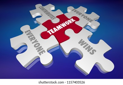 Teamwork Everyone Contributes Wins Puzzle Pieces Stock Illustration ...