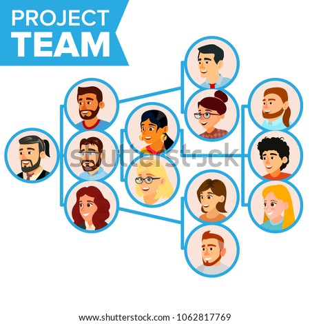 teamwork flow chart company hierarchical diagram stock illustration flow chart company