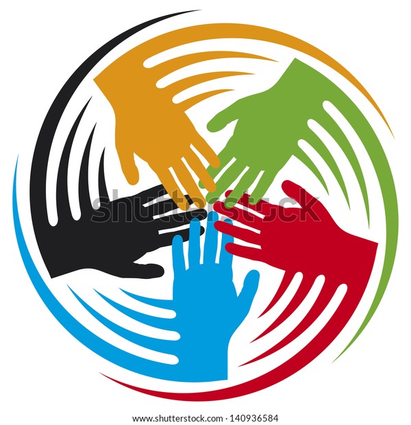 Teamwork Hands Icon Together Sign People Stock Illustration 140936584